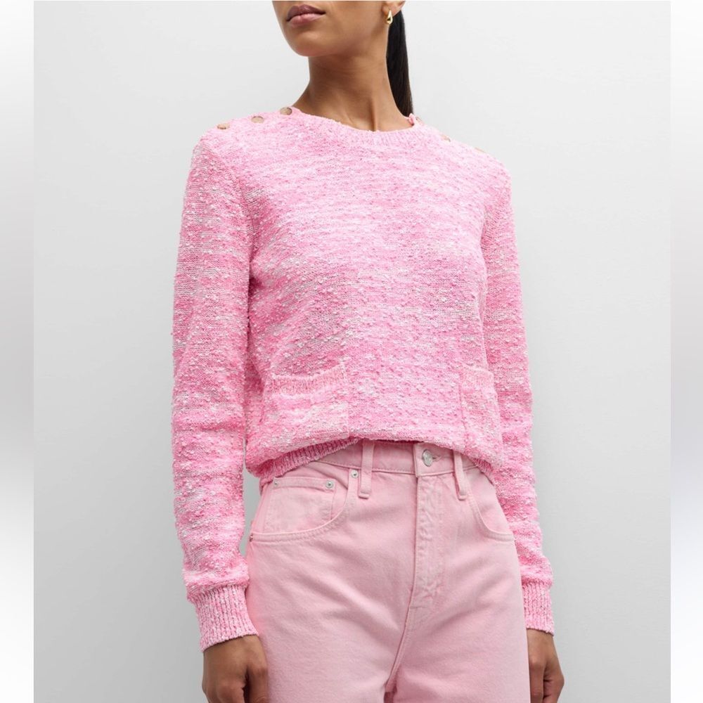 NWT FRAME Textured Patch Pocket Sweater Pink XS